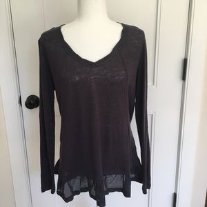 Wrap London Blue Linen Top Silk Blend Trim E